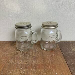 Vintage Golden Harvest Glass Mason Jar Salt &‎ Pepper Shakers